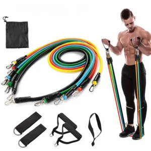 Comprehensive 11pcs Workout Kit Featuring a Door Resistance Strap