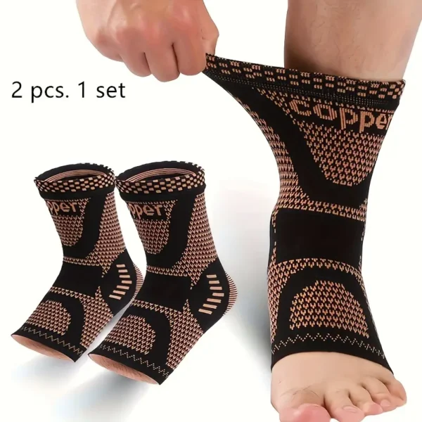 2-Pack Copper Ankle Compression Sleeves