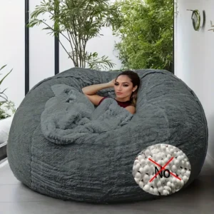 6ft Machine Washable Soft & Fluffy Faux Fur Bean Bag Chair Cover